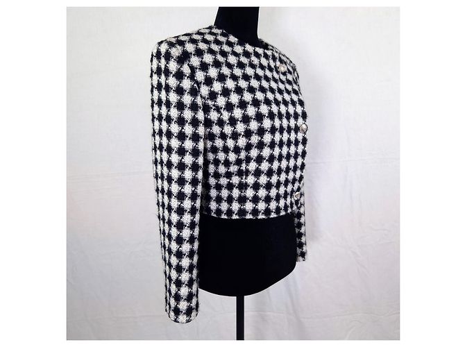 Versace Jeans Couture Hahnentritt Crop-Jacke Schwarz Weiß - Ansicht 4