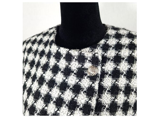 Versace Jeans Couture Hahnentritt Crop-Jacke Schwarz Weiß - Ansicht 6
