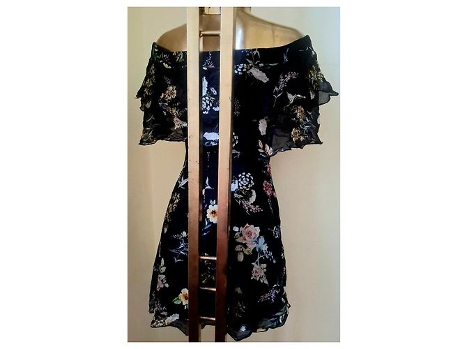 Autre Marque Conbipel Abito Mini in Seta Blu Floreale Multicolore Blu scuro - vista 10