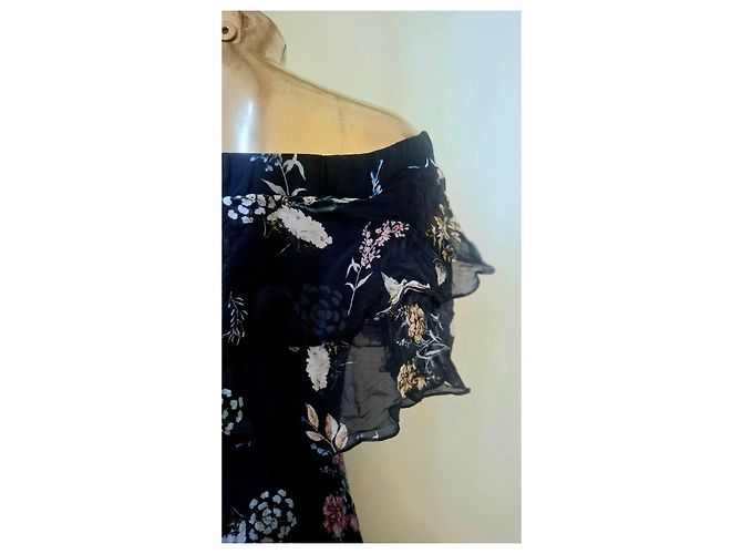 Autre Marque Conbipel Abito Mini in Seta Blu Floreale Multicolore Blu scuro - vista 11
