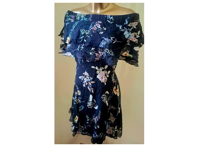 Autre Marque Conbipel Abito Mini in Seta Blu Floreale Multicolore Blu scuro - vista 6