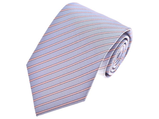Autre Marque Luigi Borrelli Cravatta in seta a righe azzurro chiaro Rosa Blu chiaro - vista 2