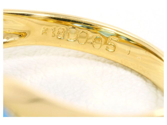 Autre Marque 18K Gelbgold-Ring mit blauem Topas und Diamant Golden - Ansicht 5