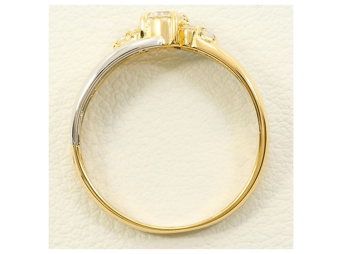 Autre Marque 18K Gelbgold- und Platin-Ring mit Diamant Golden - Ansicht 2