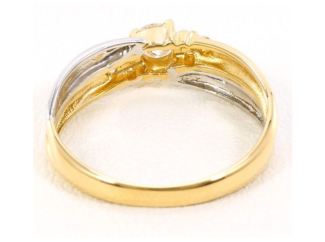 Autre Marque 18K Gelbgold- und Platin-Ring mit Diamant Golden - Ansicht 3