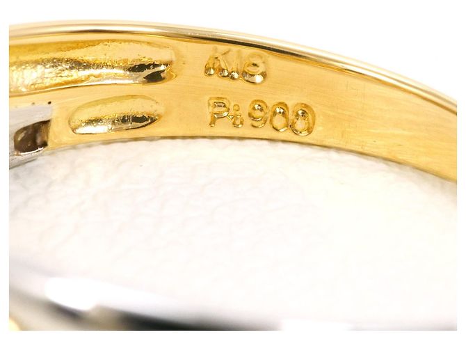 Autre Marque 18K Gelbgold- und Platin-Ring mit Diamant Golden - Ansicht 4