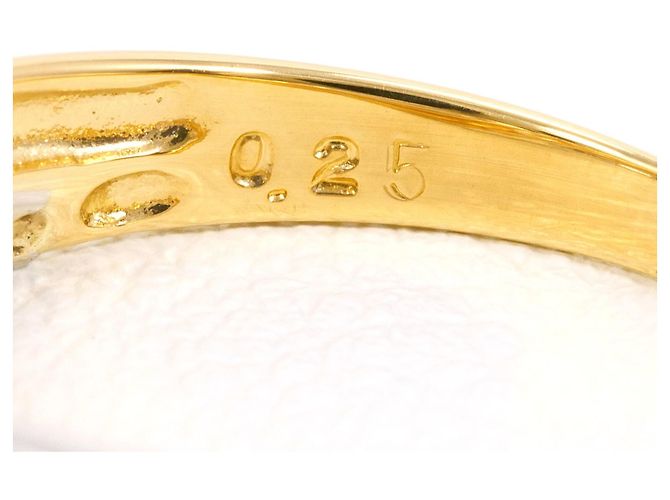 Autre Marque 18K Gelbgold- und Platin-Ring mit Diamant Golden - Ansicht 5