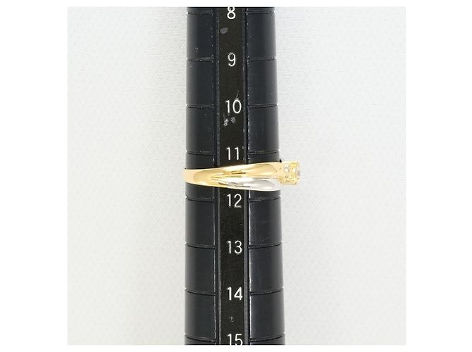 Autre Marque 18K Gelbgold- und Platin-Ring mit Diamant Golden - Ansicht 7