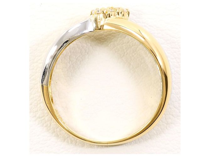 Autre Marque Platin- und Gelbgold-Ring mit Diamant Golden - Ansicht 2
