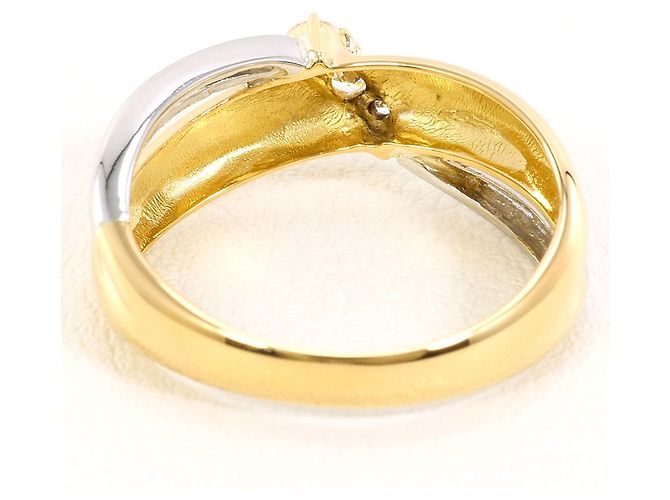 Autre Marque Platin- und Gelbgold-Ring mit Diamant Golden - Ansicht 3