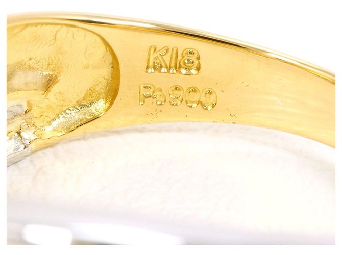 Autre Marque Platin- und Gelbgold-Ring mit Diamant Golden - Ansicht 4
