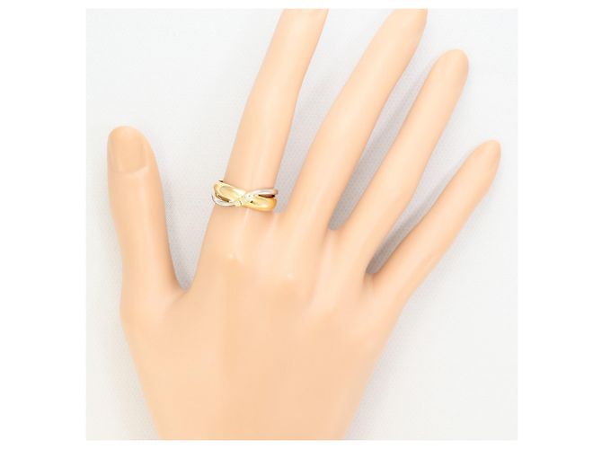 Autre Marque Platin- und Gelbgold-Ring mit Diamant Golden - Ansicht 6