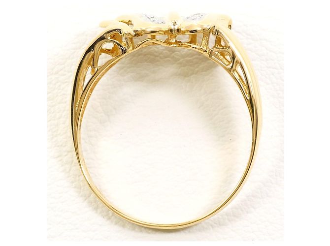 Autre Marque 18K Gelbgold- und Platinring mit Diamant Golden - Ansicht 2