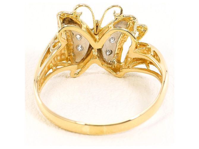 Autre Marque 18K Gelbgold- und Platinring mit Diamant Golden - Ansicht 3
