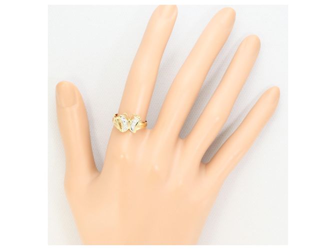 Autre Marque 18K Gelbgold- und Platinring mit Diamant Golden - Ansicht 6