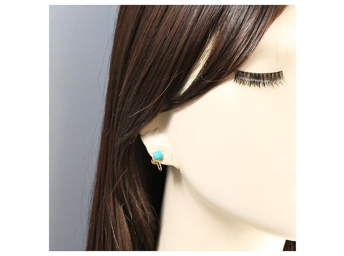 Autre Marque Orecchini a clip in oro 18K con turchese D'oro - vista 4