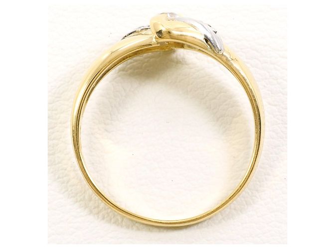 Autre Marque 18K Gelbgold- und Platin-Ring mit Diamanten Golden - Ansicht 2