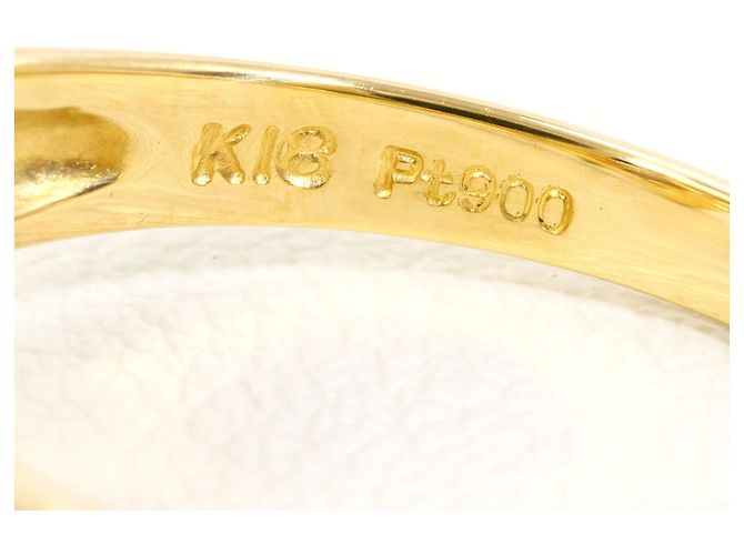 Autre Marque 18K Gelbgold- und Platin-Ring mit Diamanten Golden - Ansicht 4