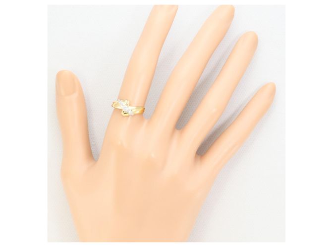 Autre Marque 18K Gelbgold- und Platin-Ring mit Diamanten Golden - Ansicht 6