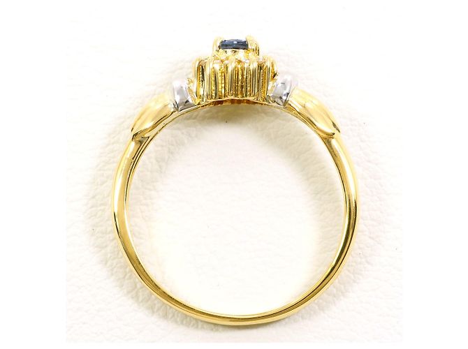 Autre Marque Platin- und Gelbgoldring mit Saphir und Diamant Golden - Ansicht 2