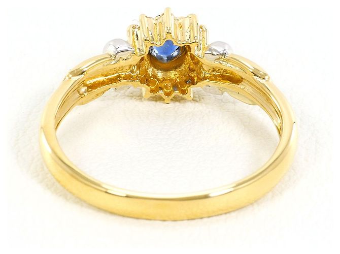 Autre Marque Platin- und Gelbgoldring mit Saphir und Diamant Golden - Ansicht 3