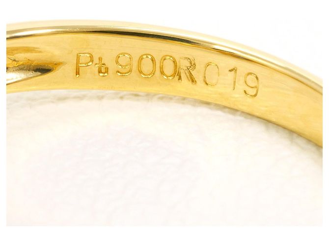 Autre Marque Platin- und Gelbgoldring mit Saphir und Diamant Golden - Ansicht 4