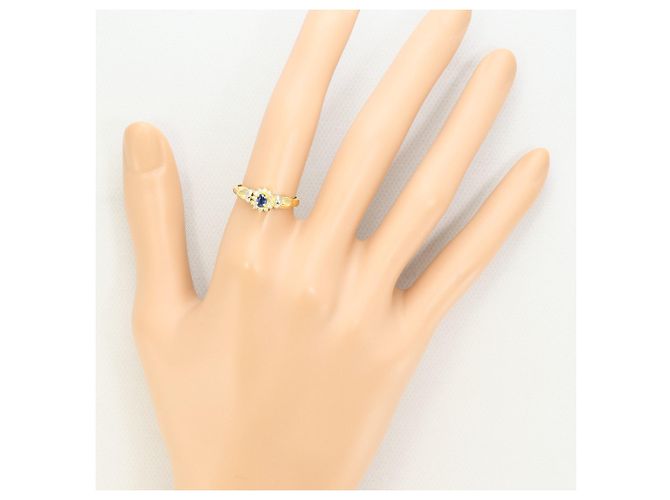 Autre Marque Platin- und Gelbgoldring mit Saphir und Diamant Golden - Ansicht 6