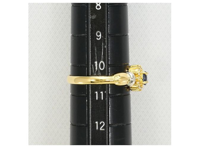 Autre Marque Platin- und Gelbgoldring mit Saphir und Diamant Golden - Ansicht 7
