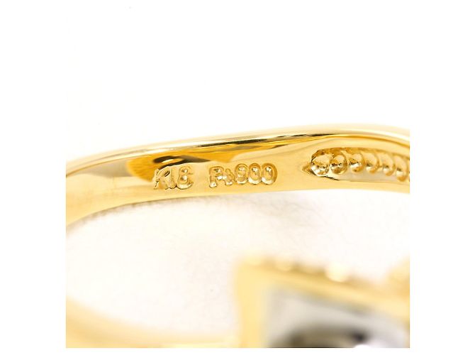 Autre Marque PT900 Platin- und 18K Gelbgold-Ring mit Diamant Golden - Ansicht 4