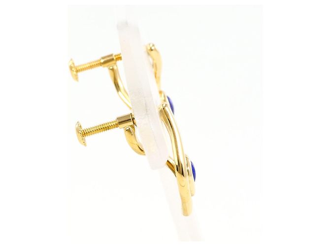 Autre Marque Brincos de pressão em ouro amarelo 18K com lápis-lazúli Dourado - vista 2