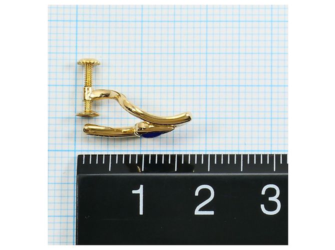 Autre Marque Brincos de pressão em ouro amarelo 18K com lápis-lazúli Dourado - vista 3