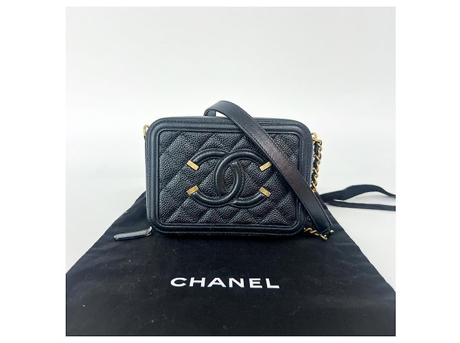 Chanel Filigree Vanity Case Matelassé Caviar Small Nero - vista 2