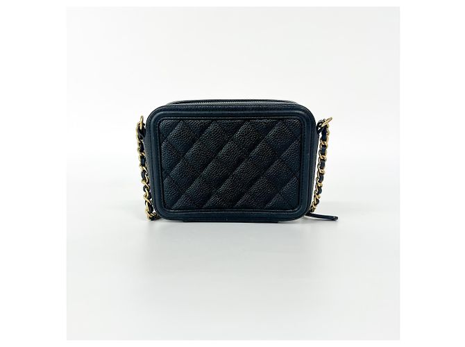 Chanel Filigree Vanity Case Matelassé Caviar Small Nero - vista 3
