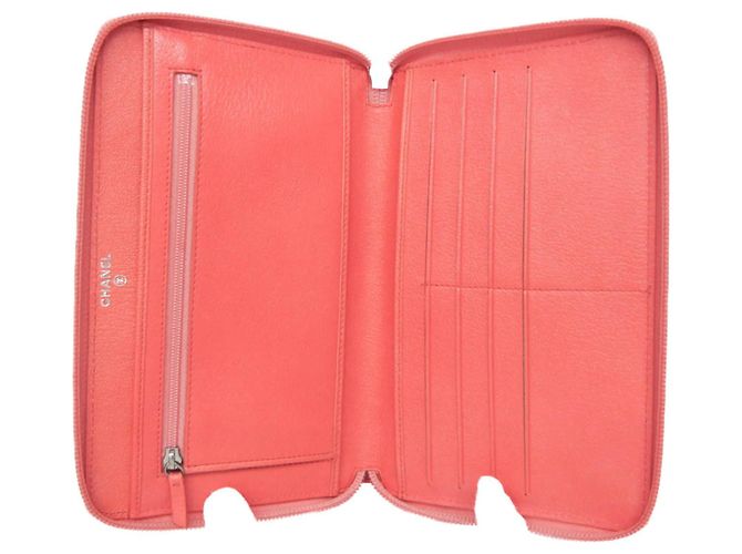 Chanel Camellia Zip Around Organizer Leather Long Pink - view 3