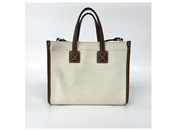 Cabas Burberry Freya en toile avec cuir Mini Beige - vue 3