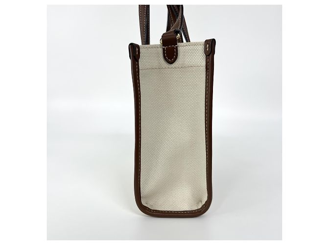 Cabas Burberry Freya en toile avec cuir Mini Beige - vue 4
