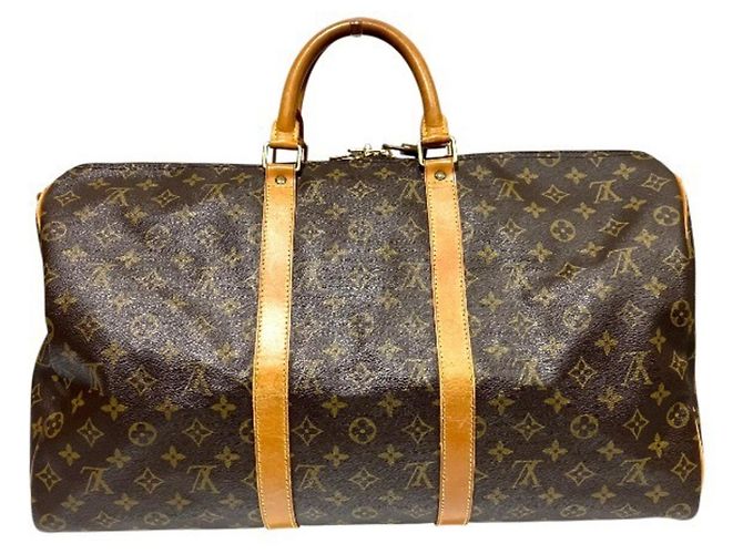 Borsa Louis Vuitton Monogram Keepall Bandoulière 50 Marrone - vista 2