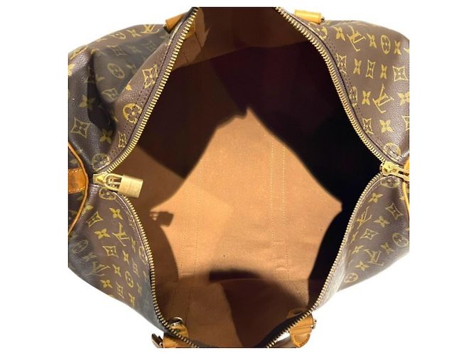 Borsa Louis Vuitton Monogram Keepall Bandoulière 50 Marrone - vista 7