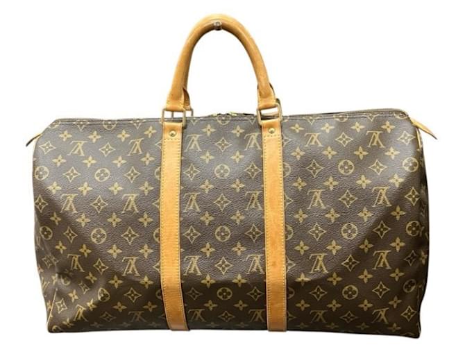 Borsa Louis Vuitton Monogram Keepall 50 Marrone - vista 2