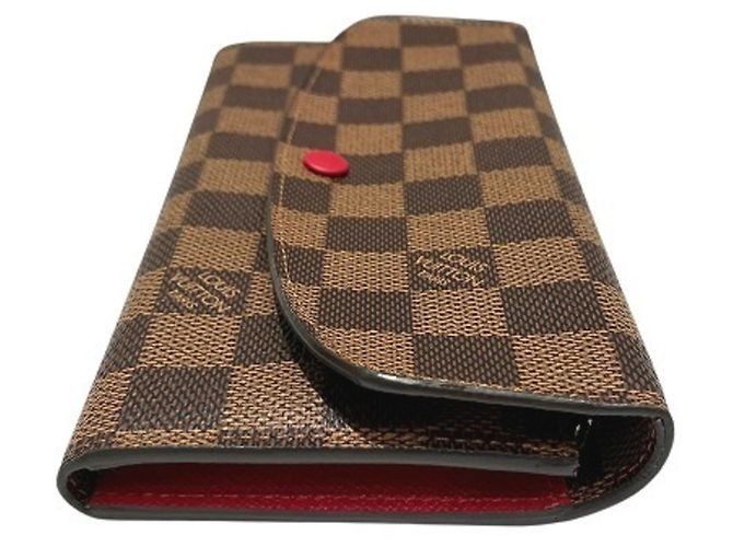 Louis Vuitton Damier Portefeuille Emilie Long Wallet Marrone Rosso - vista 7