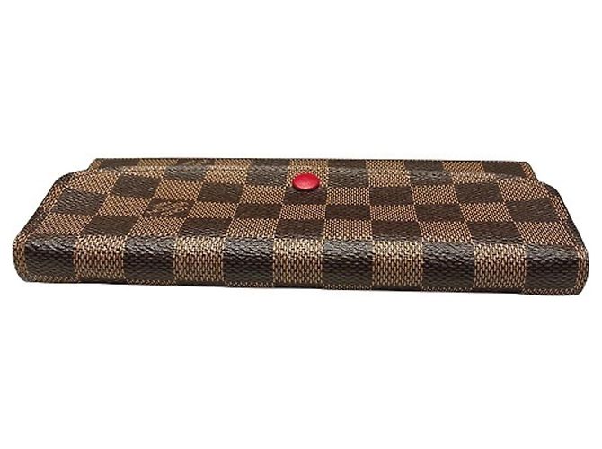 Louis Vuitton Damier Portefeuille Emilie Long Wallet Marrone Rosso - vista 8