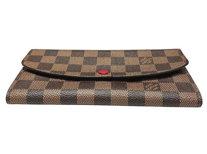 Louis Vuitton Damier Portefeuille Emilie Long Wallet Marrone Rosso - vista 9