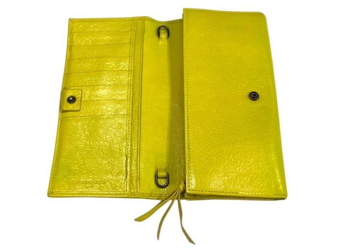 Portafoglio con tracolla Balenciaga Classic 253040 Giallo - vista 3