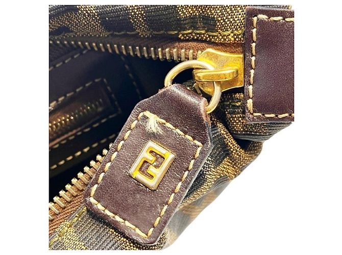 Borsa a mano e borsa a tracolla Fendi Zucca FF Logo Marrone - vista 9