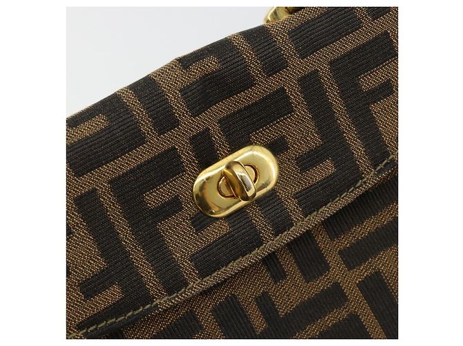 Borsa a Mano FENDI Zucca Canvas Nero Marrone Auth 180302A - vista 17