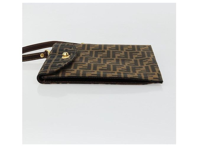 Borsa a Mano FENDI Zucca Canvas Nero Marrone Auth 180302A - vista 4