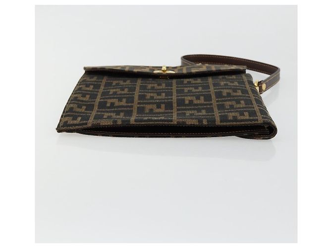 Borsa a Mano FENDI Zucca Canvas Nero Marrone Auth 180302A - vista 5