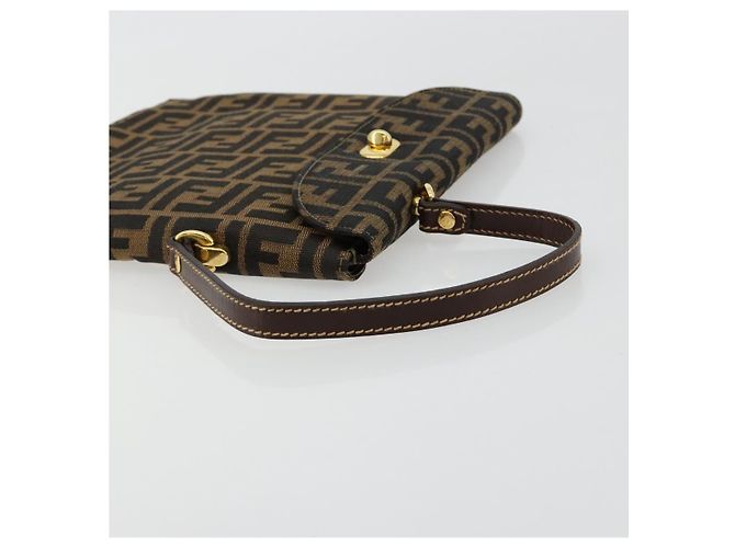 Borsa a Mano FENDI Zucca Canvas Nero Marrone Auth 180302A - vista 7