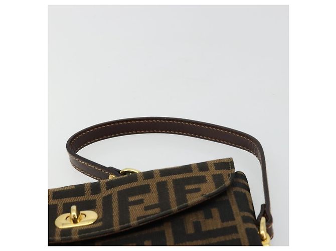 Borsa a Mano FENDI Zucca Canvas Nero Marrone Auth 180302A - vista 8