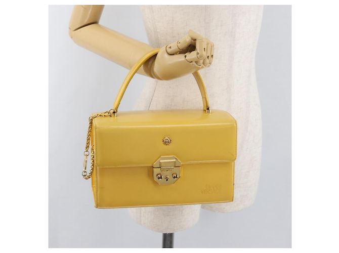 Borsa a mano Gianni Versace Vanity in pelle Giallo Oro Autentica BA12828 D'oro - vista 24